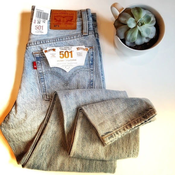 Levi's Denim - Levi's 501 skinny button fly light wash denim